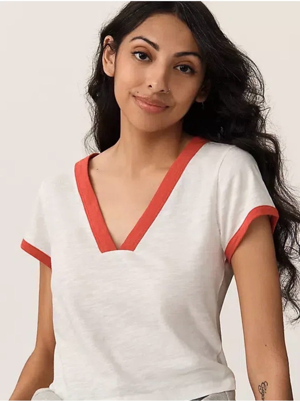Pilcro Plunge Ringer Tee NWT